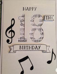 18th Bday Scrapbook, Musical Cards Handmade, Scrapbook Ideas 18th Birthday, 18th Birthday Craft Ideas, Birthday Card Ideas For 18th Birthday, Birthday Card Music Theme, Music Birthday Card Ideas, Birthday Card Ideas 18th, 18th Card Ideas