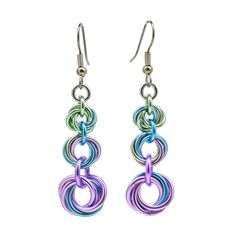 The Graduated Earrings are a customer favorite; now updated with a shiny pastel ombre. earring length approximately 2" anodized aluminum with stainless steel earwire COSMIC UNICORN ombre - seafoam, light blue, lilac extremely lightweight - 0.115 oz (3.3g) Pastel Ombre, Blue Lilac, Rainbow Flag, Metal Mesh, Anodized Aluminum, Steel Design, Lovely Earrings, Lovely Jewellery, Steel Jewelry