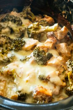 broccoli and chicken casserole in a slow cooker