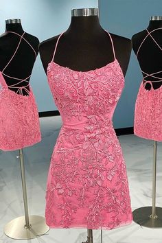 Hot Pink Lace Appliques Fitted Short Homecoming Dress Pink Lace Homecoming Dress, Dark Pink Homecoming Dress, Hot Pink Hoco Dress, Pink Hoco Dress, Formal Dresses Short Tight, Homecoming Inspo, Hot Pink Homecoming Dress, Light Pink Lace Dress, Bodycon Dress Homecoming