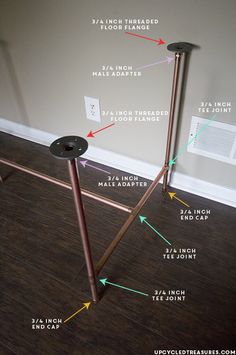 an image of a metal pole with instructions on how to put it in the floor