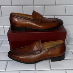 New Without Box Retail Price : $395 To Boot New York Loafers Dress Shoes Brown Leather Wakefield Men's Size : 13 Guaranteed 100% Authentic Formal Monk Strap Shoes With Almond Toe, Semi-formal Wingtip Loafers With Removable Insole, Formal Slip-on Moccasins With Moc Toe, Formal Moccasins With Moc Toe And Branded Insole, Formal Moccasins With Branded Insole And Moc Toe, Masculine Plain Toe Moccasins For Semi-formal Occasions, Business Slip-on Almond Toe Dress Shoes, Loafers With Removable Insole For Galas, Masculine Plain Toe Formal Moccasins