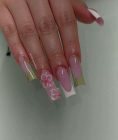 Hello Kitty Ombre Nails, Gel Nails Flowers, Classy Summer Nails, Summa Nails, Quinceanera Nails, Nails Flowers, Zebra Nails, Nails Gel Nails