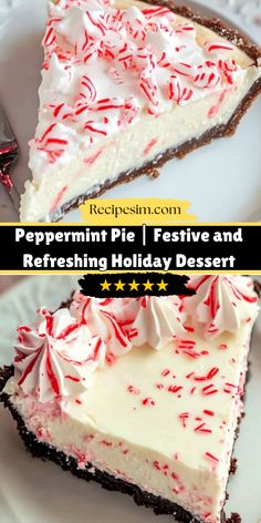 peppermint pie festive and refreshing holiday dessert on a white plate