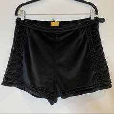 H&M Velvet Shorts With Embroidered Design; Nwt Never Worn H&m Party Bottoms For Summer, H&m Summer Party Bottoms, H&m Bottoms For Night Out In Spring, H&m Fitted Short Bottoms, H&m Fitted Short Length Bottoms, Fitted Short Length Bottoms By H&m, Fitted Short Length H&m Bottoms, H&m Bottoms With Built-in Shorts, H&m High Waist Bottoms With Built-in Shorts