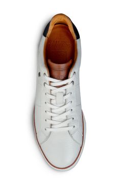 Minimal styling gives work-to-weekend versatility to this elevated sneaker in premium leathers that's grounded by a durable Vibram® sole. Lace-up style Leather upper and lining/rubber sole Made in the USA Leather Lace-up Golf Shoes With Contrast Sole, Leather Low-top Golf Shoes With Textured Sole, Low-top Leather Golf Shoes With Textured Sole, Classic Leather Low-top Golf Shoes, Classic Low-top Leather Golf Shoes, Casual Leather Golf Shoes With Abzorb Midsole, Leather Lace-up Golf Shoes With Abzorb Midsole, Leather Golf Shoes With Abzorb Midsole, Leather Golf Shoes With White Rubber Sole