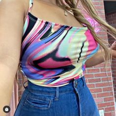 Insta: @Eeevees_boutique We Have Sizes: S/M/L Open Back Chic Multicolor Printed Crop Top, Trendy Multicolor Crop Top With Graphic Print, Trendy Multicolor Graphic Print Crop Top, Multicolor Y2k Crop Top For Spring, Multicolor Crop Top For Spring Night Out, Spring Multicolor Crop Top For Night Out, Trendy Printed Crop Top For Day Out, Trendy Multicolor Crop Top, Trendy Multicolor Printed Crop Top