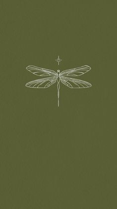 a drawing of a dragonfly on a green background