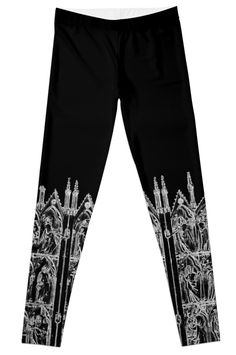 Super stretchy and durable polyester full-length leggings. Vibrant high-quality sublimation print across the front and back. Size range XXS-XL. Inspired in one beautiful Goth Medieval piece from the V&A London Goth Cathedral, Sublimation Printing, Full Length, Leggings, London, Range, For Sale, High Quality