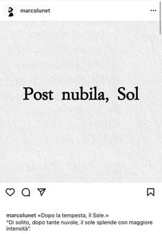 an instagram page with the words post nubia, sol