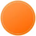 an orange circle with stitching on it