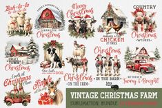 vintage christmas farm sublimation bundle