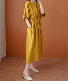 Natural yellow tunics for women o neck wrinkled Vestidos De Lino summer Dress

 Materials used: cotton blended

Measurement:One size fits all for this item. Please make sure your size doesn't exceed this size: XXL/BUST-110cm   
   
length 117cm / 45.63"
bust 110cm / 42.9"
Sleeve length 37cm / 14.43"
Cuff 45cm / 17.55"



We ship worldwide.

Tracking numbers provided for all orders. Kids Long Dress, Long Fall Dresses, Tunics For Women, Chiffon Long Dress, Neck Wrinkles, Denim Patchwork, Dresses Summer, Navy Floral, Nike Outfits