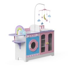 a toy kitchen with an oven and sink