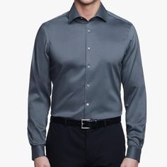 Van Heusen Men's Dress Shirt Regular Fit Ultra Wrinkle Free Flex Collar Stretch Dress Shirt Regular Fit Spread Collar Adjustable Cuff Chest Pocket 66% Cotton, 31% Polyester, 3% Spandex Color: Charcoal Grey Size: Large- Neck 16"-16.5" Sleeve 34"-35" Colors Can Vary Slightly Based On Device Display Quality, Screen Resolution And Lighting Conditions New Without Tags Fitted Gray Collared Shirt, Fitted Collared Gray Shirt, Classic Gray Formal Shirt, Classic Gray Business Shirt, Classic Gray Formal Tops, Formal Gray Button-up Top, Fitted Gray Business Top, Gray Cotton Business Shirt, Fitted Gray Top For Business