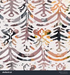 an abstract pattern with different colors and shapes on white background, suitable for wallpaper or fabric