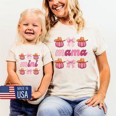 This cute mother & daughter fall t-shirt are the perfect shirts for you twins to wear throughout the fall season. Wear it, gift it - it'll be perfect to show your love for this cozy season. All our shirts (Bella Canvas) are made with the highest quality materials and are super soft and cozy! **IMPORTANT NOTES   PROCESSING**  **General Processing Time : 1-3 business days** 🚛 **SHIPPING** **Standard Shipping: 1-5 business days after production time.** 💘 **HOW TO ORDER**  1. Check our photos to f Cute Fall T-shirt For Gift, Cute Pink Shirt For Fall, Family Matching Pink Tops For Fall, Cute Pink Fall Shirt, White T-shirt For Fall Family Matching, Family Matching Short Sleeve Tops For Fall, Family Letter Print Tops For Fall, Casual Family T-shirt For Fall, Fall Tops With Letter Print