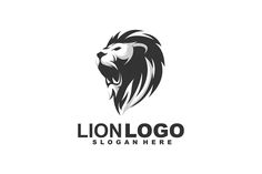 lion head logo design on white background with black and white colors, suitable for use in business