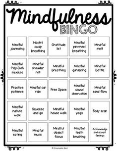 a printable mindfulness game with the words mindfulness in black and white