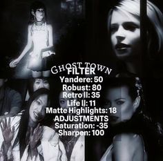 the poster for ghost town is shown in black and white, with images of women