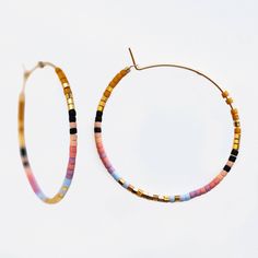 Beaded Jewelry Tutorials, Gold Filled Hoops, Vermeil Jewelry, Beaded Hoops, Jewelry Cleaner, Staple Pieces, Jewelry Tutorials, Hand Beading, Gold Plated Jewelry