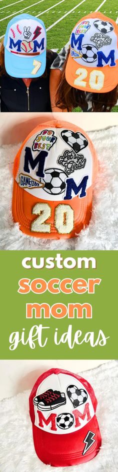 some paper plates with numbers on them and the words, custom soccer mom gift ideas