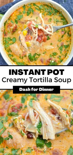 instant pot creamy tortilla soup with chicken and vegetables