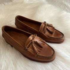 Never Worn, Only Tried On, In Great Condition, No Box. Brown Slip-on Moccasins With Tassels, Brown Leather Shoes With Tassels And Round Toe, Brown Tassel Slip-on Moccasins, Classic Leather Moccasins With Tassels, Casual Brown Wingtip Tassel Loafers, Classic Slip-on Moccasins With Tassels, Casual Slip-on Moccasins With Tassels, Classic Tassel Moccasins With Round Toe, Casual Tassel Slip-on Moccasins