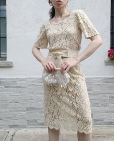 Vintage 60s cream cotton lace tailored dress. Not lined, needs a slip or suitable underwear. Coordinated belt with bow and long ribbons. Beautiful cut, a really graceful dress, perfect for a bride to be. Excellent vintage conditions. Best for for size S and XS. Model's size 6 UK, h 163 cm. Fitted Beige Vintage Lace Dress, Beige Long Sleeve Vintage Dress With Lace Trim, Cottagecore Beige Lace Trim Vintage Dress, Retro Vintage Cream Dress With Lace Trim, Graceful Dress, Cotton Lace Dress, Vintage White Crochet Lace Dress, 90s Calvin Klein, Calvin Klein Black Dress