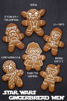 star wars gingerbread men on a chalkboard with the words'star wars gingerbread men '