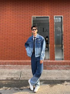 Denim On Denim Outfit Men, Aesthetic Male Outfits, Denim Outfit Men, Kpop Fashion Men, Perfect Thanksgiving, Fashion Sketches Dresses, Men Stylish Dress, All Jeans, Guys Clothing Styles