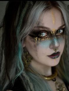 Witch Makeup Looks, Sea Witch Costume, Viking Makeup, Makeup Look Ideas, Which Makeup