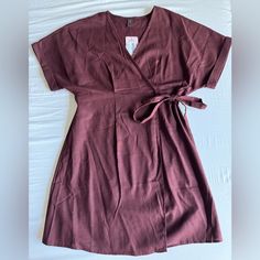 Valija Antipolo Dress - Brown / Small - New With Label Short Sleeve Cotton Dress For Date Night, Brown Short Sleeve Dress With Tie Waist, Antipolo, Jersey Knit Dress, Shein Dress, Racerback Dress, Mini Sweater Dress, Floral Blue Dress, Short Mini Dress