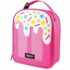 All-new, fun, this Freezable Playtime Lunch Box is perfectly sized for toddlers and school-aged kids. Easy to carry reinforced top handle with a buckle clip can attach to other bags, making it the perfect kids lunch box. Designed with PackIt's patented EcoFreeze™ technology: freezable gel built-into the walls of the lunch box. The smart design eliminates the need for separate ice packs or gel packs. It's freezable, it's reusable, and it actually cools for hours. Spacious cool interior is ideal t Fun Rectangular Lunch Bag For Daycare, Cute Rectangular Lunch Bag For Playtime, Cute Lunch Box For Back To School, Playful Back To School Lunch Box, Playful Back To School Lunch Bag, Cute Rectangular Lunch Bag For Daycare, Playful Rectangular Lunch Bag For Playtime, Cute Rectangular Lunch Box For Daycare, Playful Rectangular Lunch Bag For Back To School