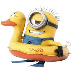 a cartoon character floating on top of a rubber duck