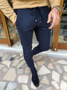 GentWith Enid Slim Fit Lace Up Pants - Dark Blue Gentlemen Suit, Lace Up Pants, Dark Blue Pants, Suits For Sale, Pants For Men, Fit Pants, Slim Fit Pants, Blue Pants, Winter Collection