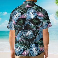 This custom Hawaiian shirt is a great gift idea, as well as a loose and comfy outfit that will keep you cool during the hot summer months. Coming up with a surprise for your loved ones is up to you. This present is appropriate for any occasion, and the receivers will surely love it! Product details: Material: Polyester fabric Feature: Featuring a spread collar, printed pattern all over the shirt, a front button fastening, short sleeves and a relaxed shape. The design is printed with new age prin Casual Hawaiian Shirt With All Over Print For Beach, Beach Skull Print Short Sleeve Top, Short Sleeve Skull Print Beach Top, Skull Print Short Sleeve Beach Top, Casual Beach Camp Shirt With All Over Print, Beach Short Sleeve Top With Skull Print, Summer Skull Print Streetwear Shirt, Summer Skull Print Shirt For Streetwear, Casual Camp Shirt With All Over Print For Beach