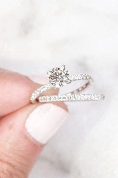 Micropave Side Stones Accented Prongs Diamond Engagement Ring |   cute matching tattoos for couples simple