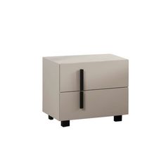 a white cabinet with black handles on the front and bottom drawers, against a white background