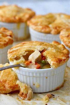 a close up of a pie with a spoon in it