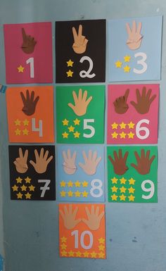 Número / 1 - 2 - 3 - 4 - 5 - 6 - 7 - 8 - 9 - 10 / eva / Educação infantil / mão/ estrelas Class 5 Decoration Ideas, Number Boards For Preschool, Numbers Art And Craft Preschool, Number Classroom Decoration, Number 9 Crafts For Toddlers, Number Wall Preschool, Number Display Preschool, Toddlers Classroom Ideas, Three Year Old Classroom Ideas