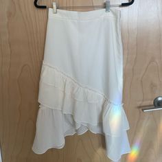 Nwt! Super Cute, Just Not For Me. Ruffled, Asymmetrical Skirt From Club Monaco. Asymmetrical Skirt, Club Monaco, Monaco, Womens Skirt, Color White, Size 4, Super Cute, Skirt, Women Shopping