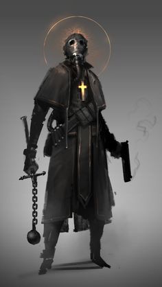 Post Apocalyptic Priest, Sci Fi Priest Character Design, Plague Doctor Warrior, Cyberpunk Priest, Cyberpunk Gunslinger, Steampunk Priest, Post Apocalyptic Character Design, Post Apocalypse Character Design, Post Apocalyptic Character Ideas