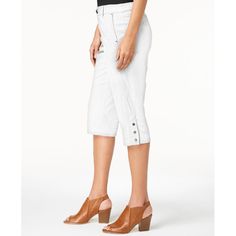 Timeless And Always Fun To Wear, These Snap-Button Hem Capri Pants From Style & Co Are A Fun Choice For Relaxed Days. Mid Rise; Regular Fit Through Hips And Thighs; Straight Cropped Leg Approx. Model Measurements: Height: 5'10"; Bust: 35-1/2"; Waist: 27"; Hips: 35" Approx. Inseam: 18” Zipper Fly With Button Closure; Belt Loops Side Slant Pockets; Faux Welt Pockets At Back Snap Buttons At Cuff Sides; Seamed Down Side And Back Leg Due To Generous Sizing, We Suggest Sizing Down For The Perfect Fit Dark Grey Dress Pants, Red Dress Pants, Black Cropped Pants, Womens Capris, Black Dress Pants, Printed Pants, Trendy Plus Size, Swimwear Tops, Jeans Style