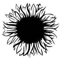 a black and white drawing of a sunflower