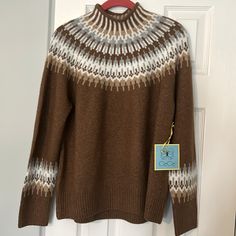 Cece Fair-Isle Cozy Long Sleeve Funnel Neck Sweater Size Small Honey White Tan Design Center Front Length 24” Center Back Length 26” 73% Acrylic 24% Polyester 3% Spandex Hand Wash Lay Flat To Dry Bundle With My Other Items And Save Winter Brown Tops With Fair Isle Pattern, Winter Fair Isle Pattern Brown Tops, Brown Fair Isle Winter Top, Cozy Brown Tops With Fair Isle Pattern, Cozy Brown Fair Isle Pattern Top, Cozy Brown Fair Isle Top, Cozy Brown Top For Cold Weather, Funnel Neck Sweater, Design Center