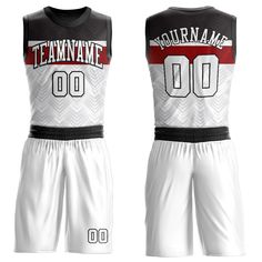 Represent your distinct look with this custom basketball jersey from our web. It boasts environmentally friendly sublimation digital printing technology and classic trims along with moisture-wicking technology for added comfort. Features: 1. Material: 100% Recycled Polyester 2. Jersey with sublimation printed name and numbers 3. Fit: Jerseys have an athletic cut. For a looser fit, we recommend ordering one size larger than you normally wear 4. Moisture-wicking fabric has spongy handle, good drap Black And White Basketball Jersey, White Jersey Sublimation Design For Basketball, Basketball Team Jersey In Cotton, White Basketball Jersey, Basketball Black, Custom Basketball Jersey, Nba - Full Sublimation Basketball Jersey Design, Custom Basketball, Basketball Uniforms