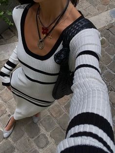 Striped Long Dresses Women Elegant Chic Bodycon White Knitted Dress Female Autumn Winter Causal Long Sleeve Warm Sweater Dress White Knitted Dress, Summer Prom Dress, Long Striped Dress, White Knit Dress, High Waisted Flare Jeans, Dress Women Elegant, Warm Sweater, High Waisted Flares, Solid Color Dress