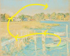 an image of a painting with yellow arrows pointing in opposite directions to the same direction