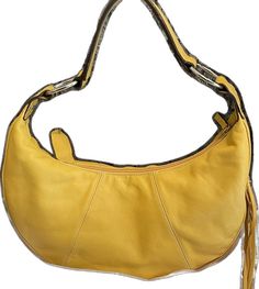 Leather Satchel With Single Handle For Shopping, Leather Hobo Bag With Single Handle, Elegant Yellow Hobo Bag For Daily Use, Chic Leather Satchel With Single Handle, Elegant Yellow Hobo Bag For Everyday, Elegant Yellow Hobo Bag For Everyday Use, Elegant Yellow Leather Hobo Bag, Elegant Leather Hobo Bag With Single Handle, Elegant Yellow Hobo Tote Bag